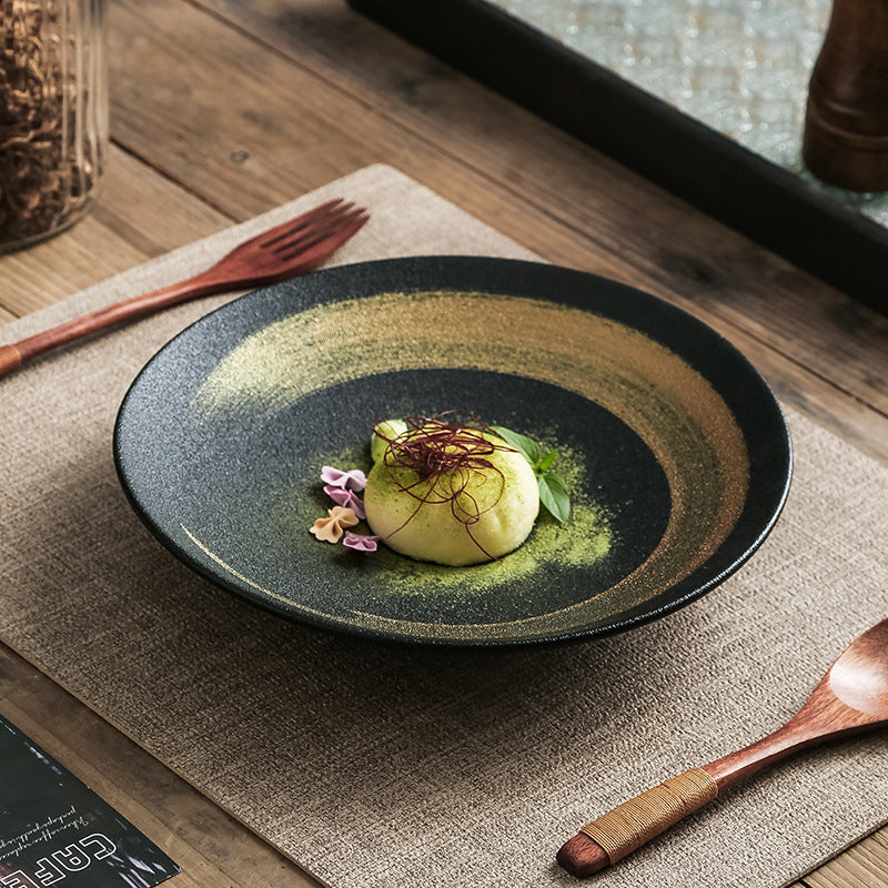 Hand Painted Ugyen Sand Ceramic Rain-hat Shaped Bowl Home Western Restaurant